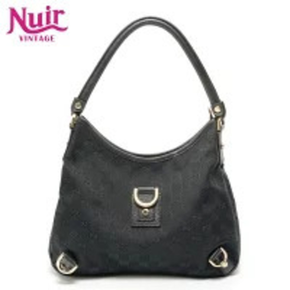 Gucci GG Canvas One Shoulder Hobo Abbey Shoulder Bag Black
